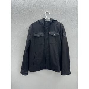 Levi Strauss & Co Mens Jacket Size Medium Black Zip Up Hooded Sherpa Lined